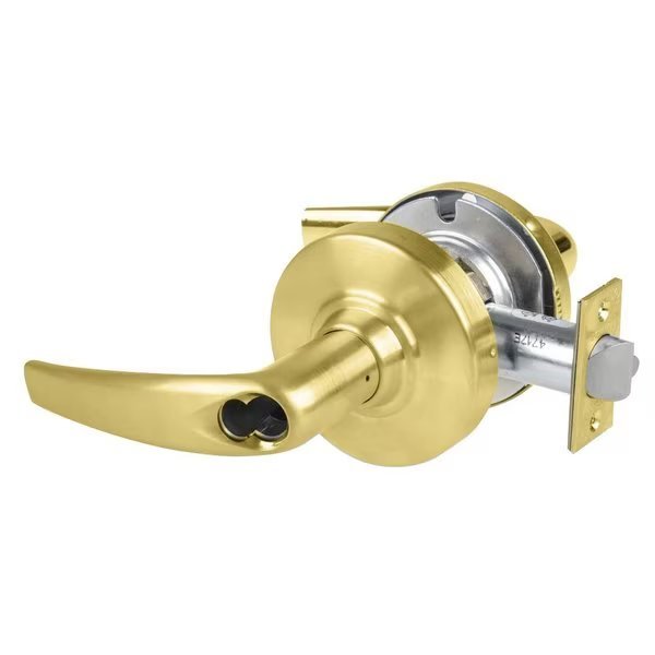Grade 2 Office Cylindrical Lock with Field Selectable Vandlgard, Athens Lever, FSIC Less Core, Satin, Schlage, Mfr#: ALX50J ATH 606